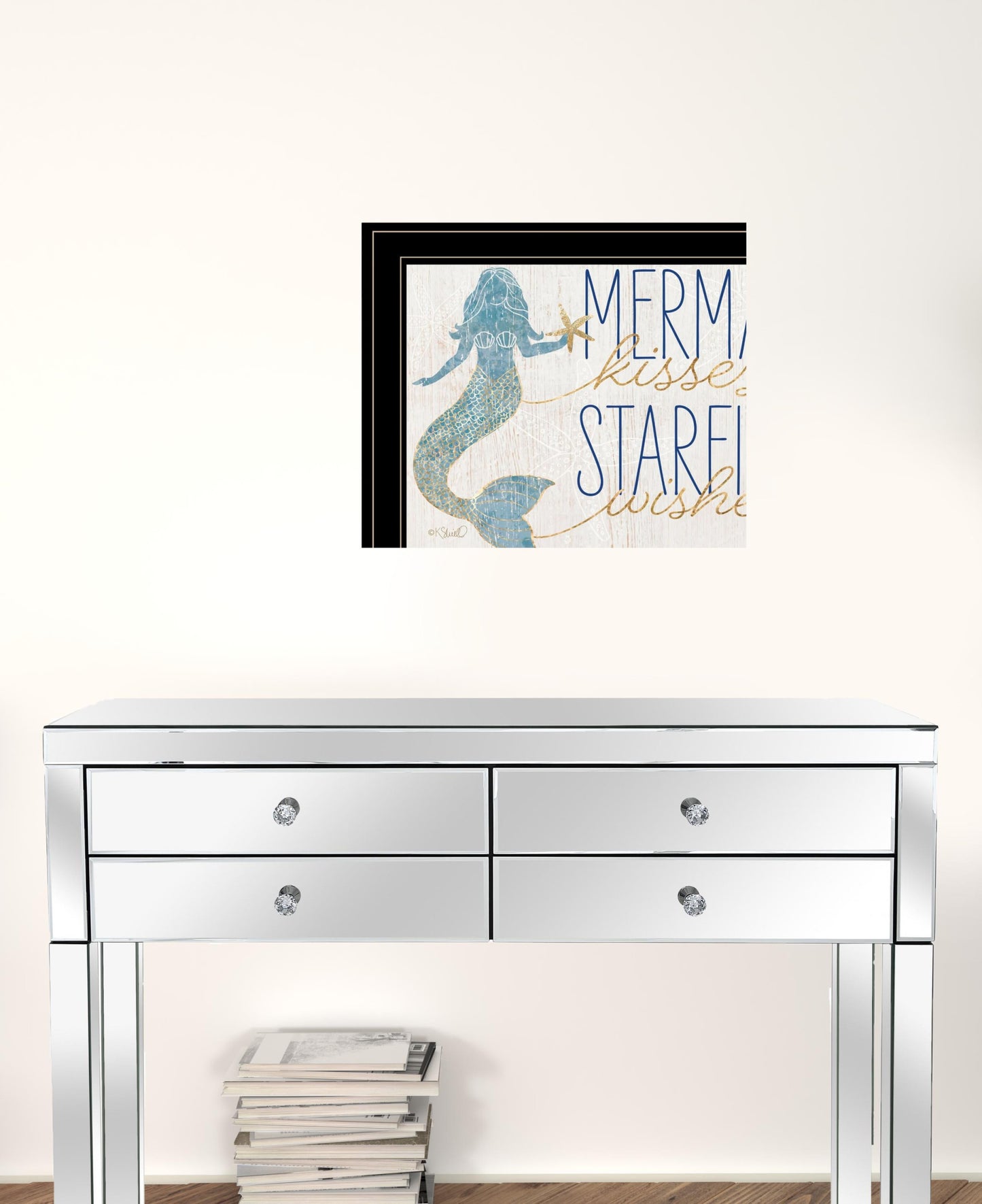 Set Of Two Mermaid Kisses Starfish Wishes 2 White Framed Print Wall Art