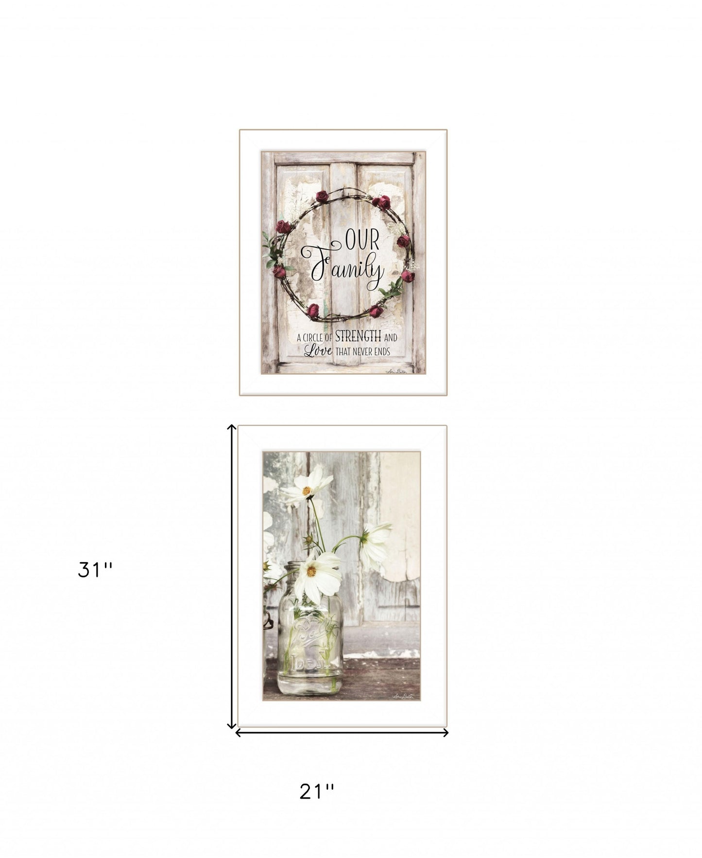 Set Of Two Our Family Blossoms 1 White Framed Print Wall Art