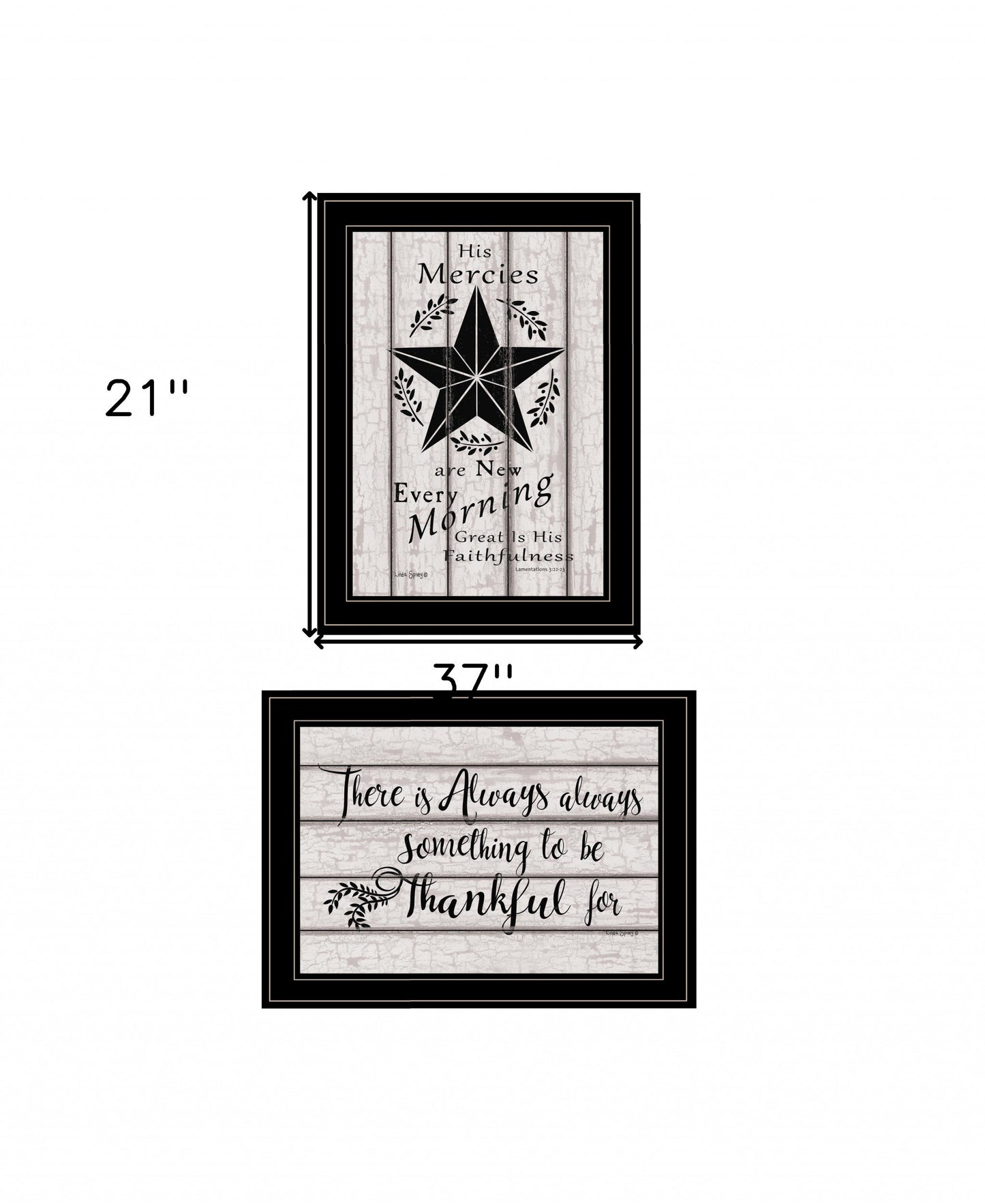 Set Of Two His Mercies and Thankful 2 Black Framed Print Wall Art