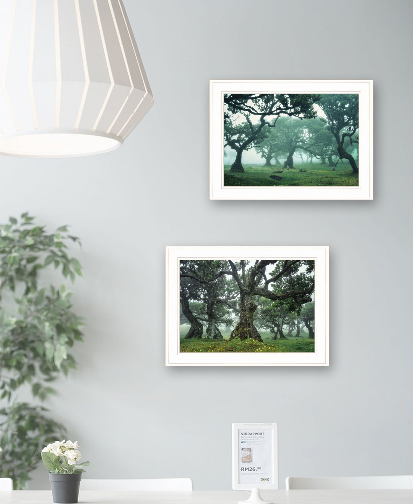 Set Of Two Enchanted Forest 1 White Framed Print Wall Art