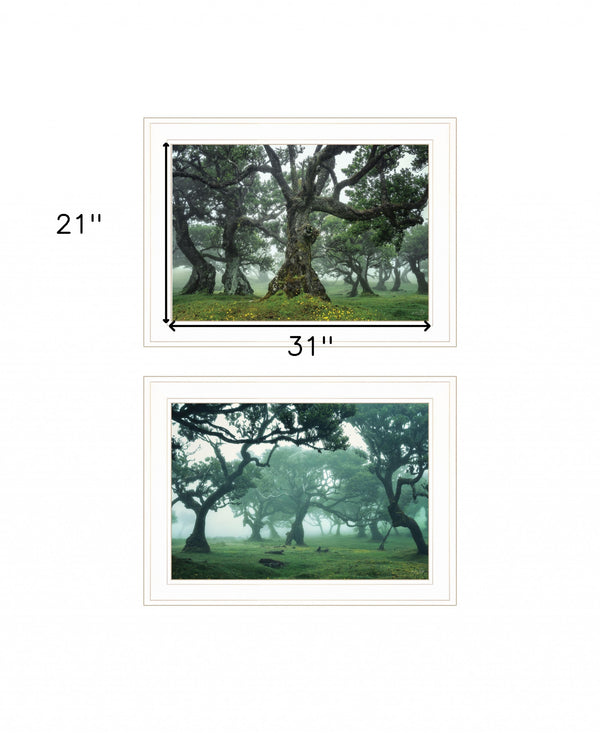 Set Of Two Enchanted Forest 1 White Framed Print Wall Art