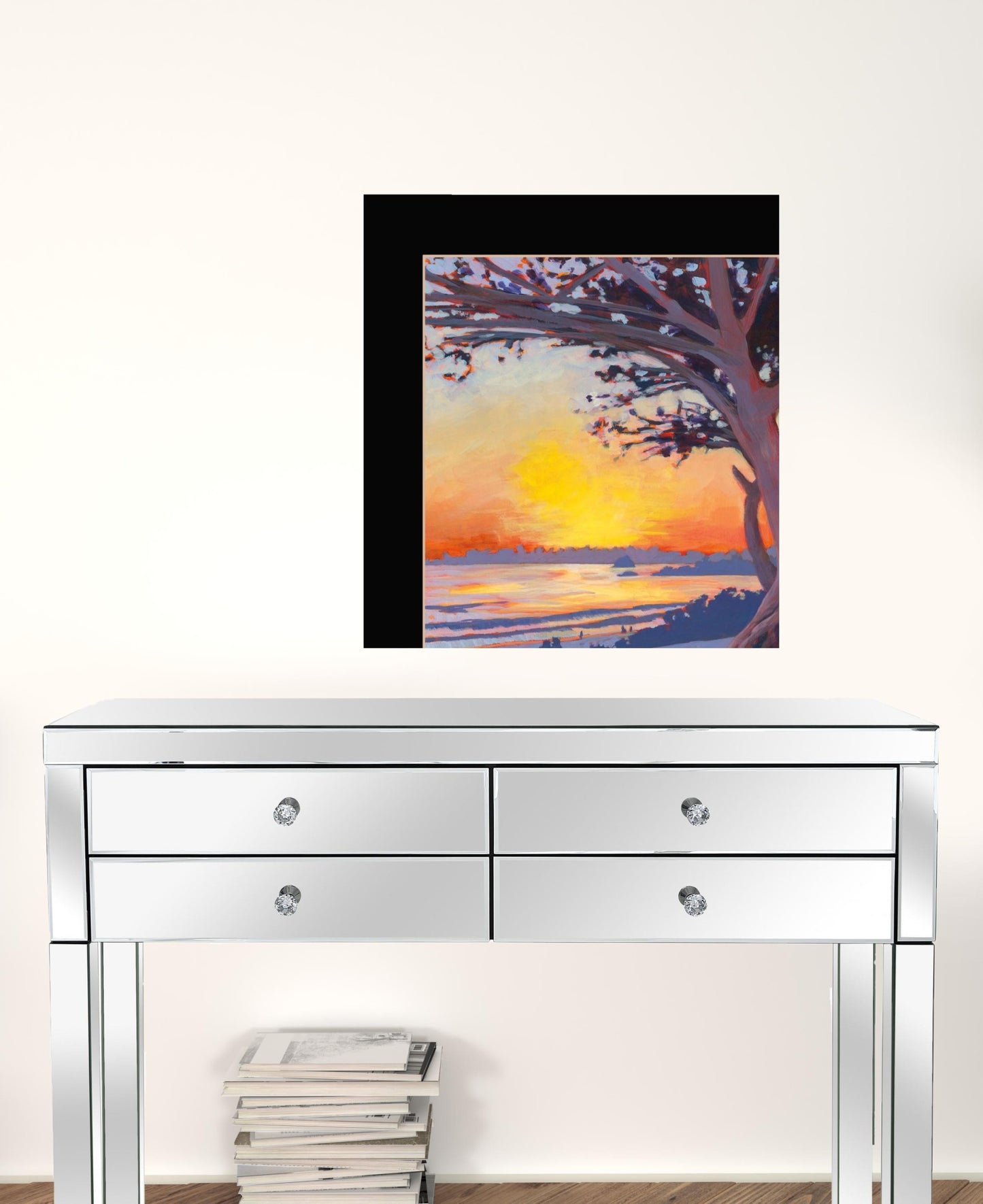 Set Of Two Carmel Beach and Lighthouse 1 White Framed Print Wall Art