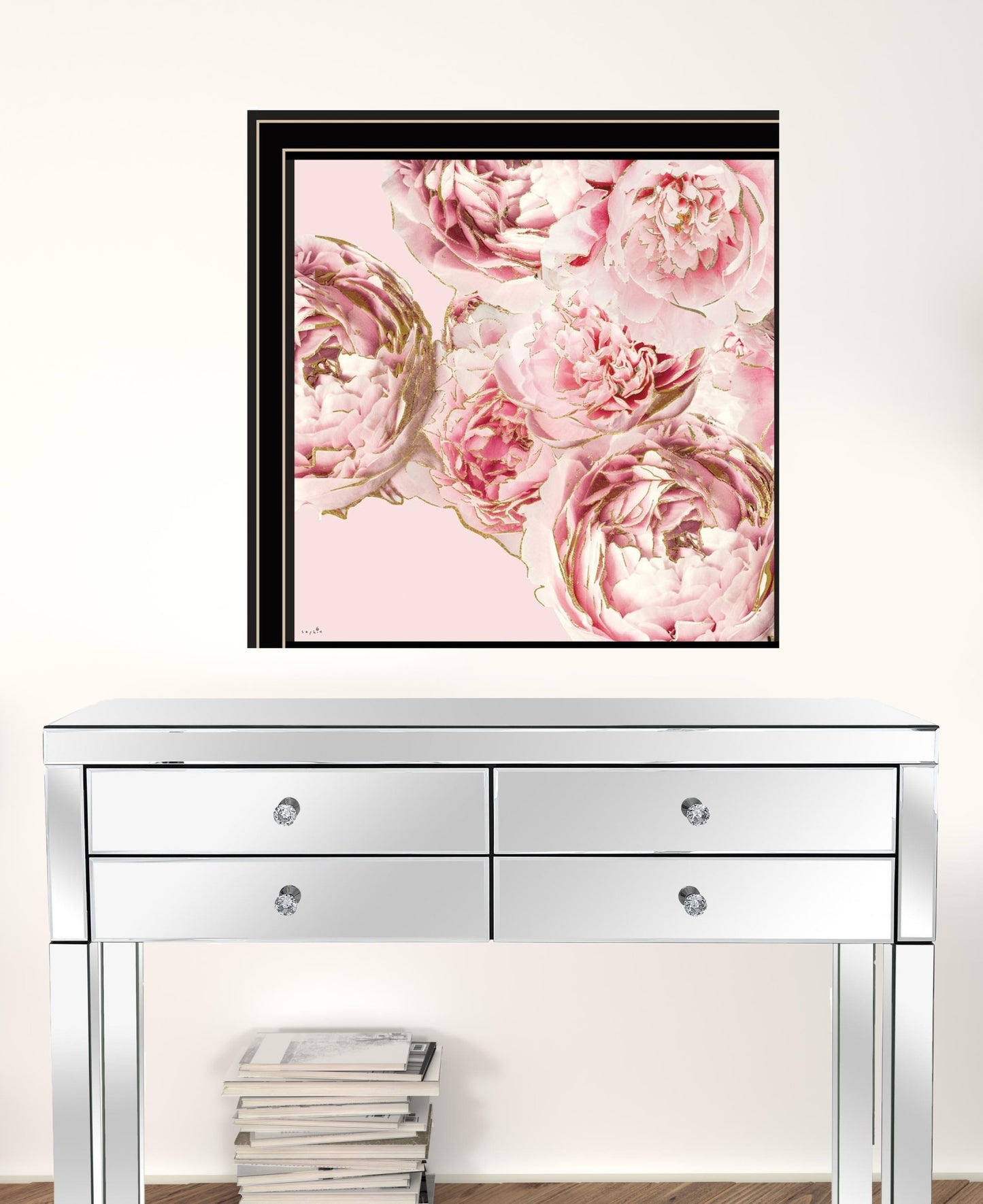 Set Of Two The Peonies 1 Black Framed Print Wall Art