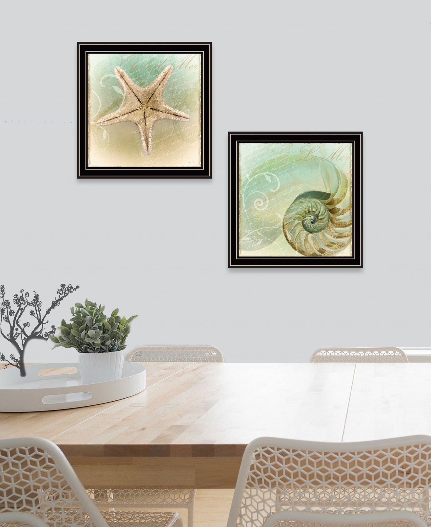 Set Of Two The Sea I And Sea II 1 Black Framed Print Wall Art