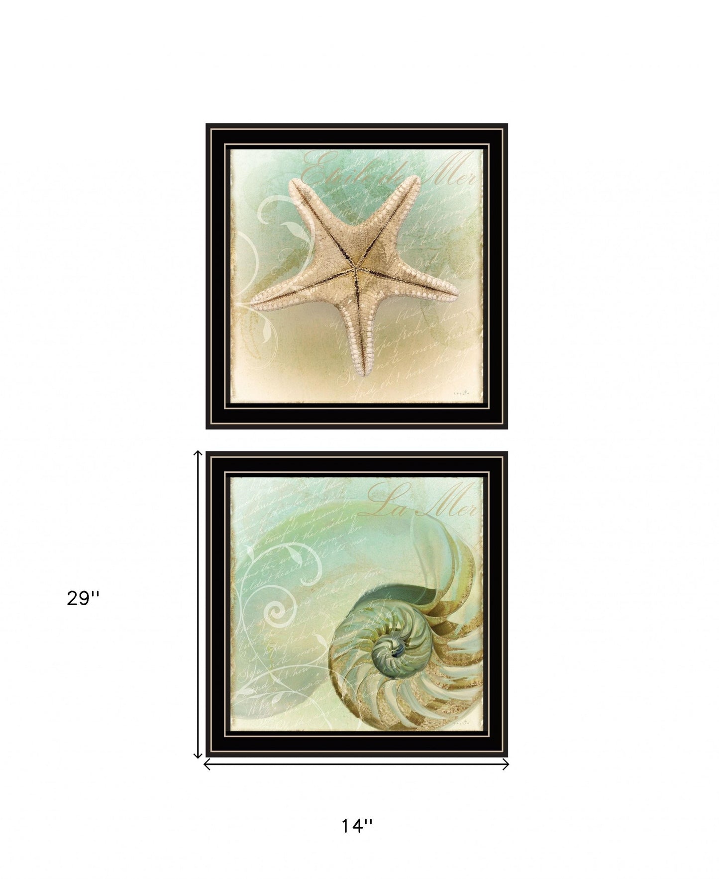 Set Of Two The Sea I and Sea II 1 Black Framed Print Wall Art