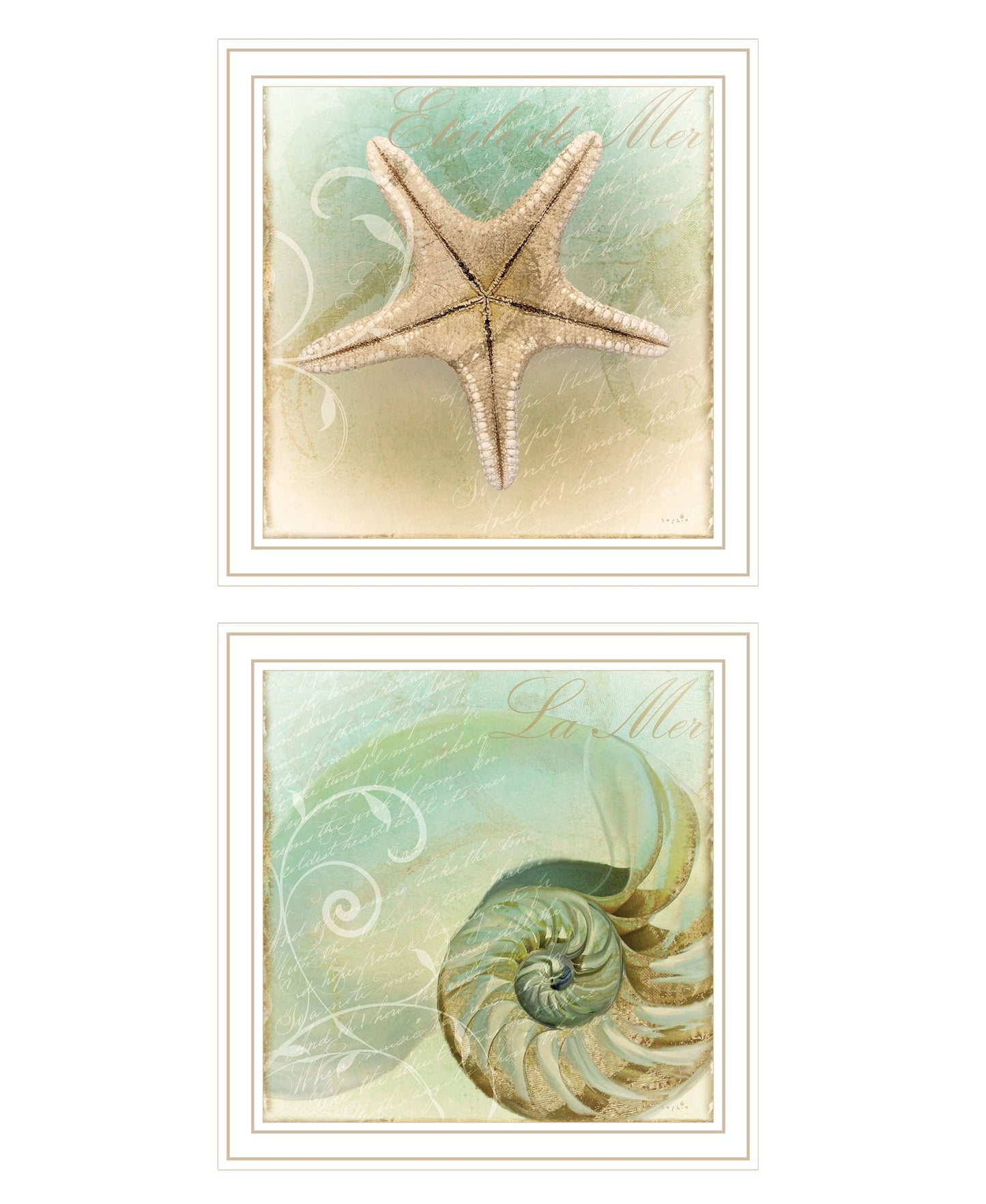 Set Of Two The Sea I And Sea II 2 White Framed Print Wall Art