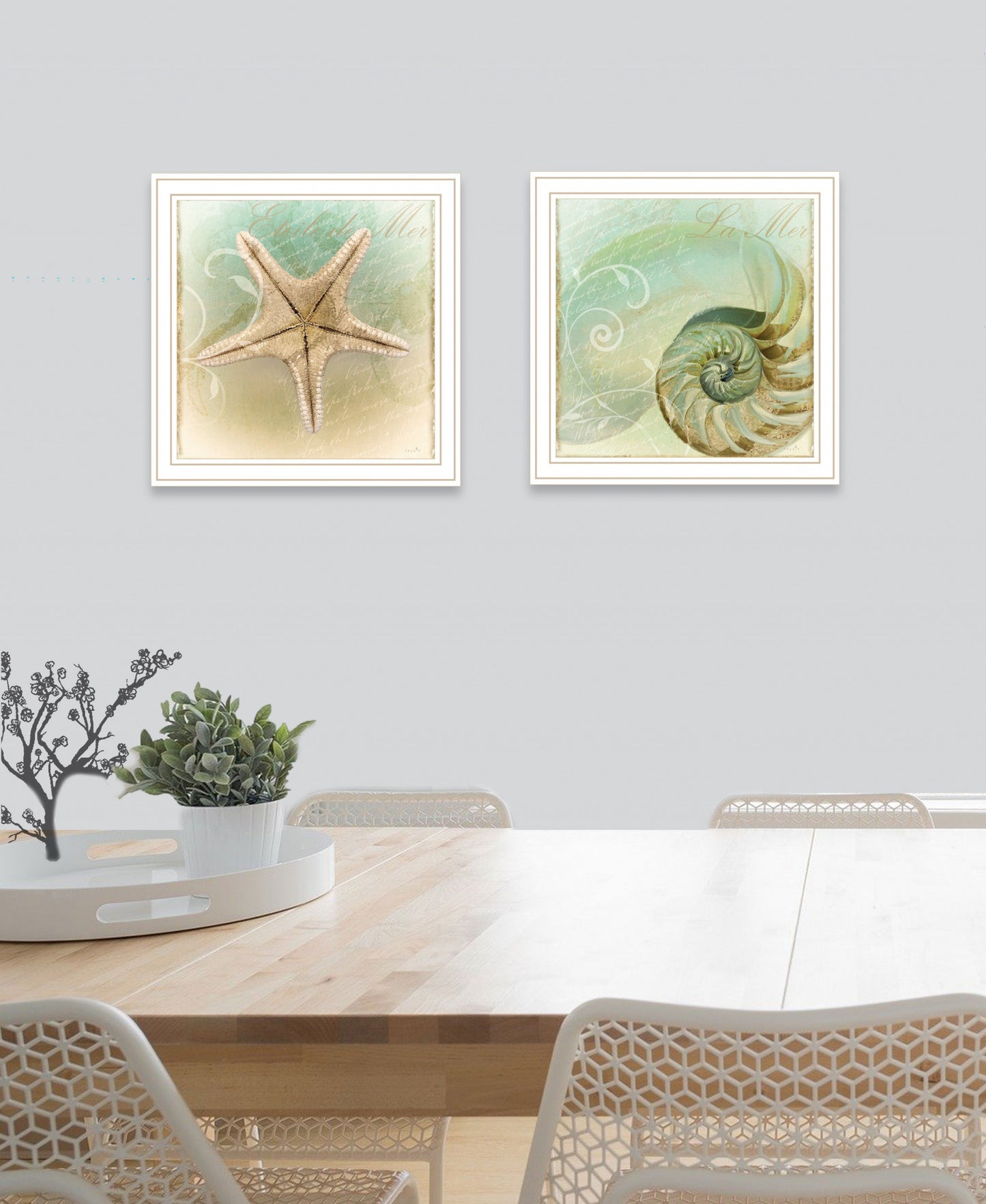 Set Of Two The Sea I and Sea II 2 White Framed Print Wall Art