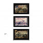 Set Of Three Classical Motorcycle 2 Black Framed Print Wall Art