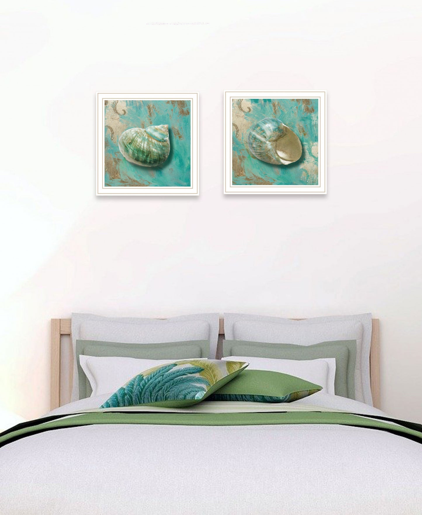 Set Of Two Azurica I And Sea II 2 White Framed Print Wall Art