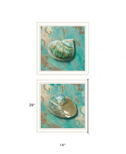 Set Of Two Azurica I And Sea II 2 White Framed Print Wall Art