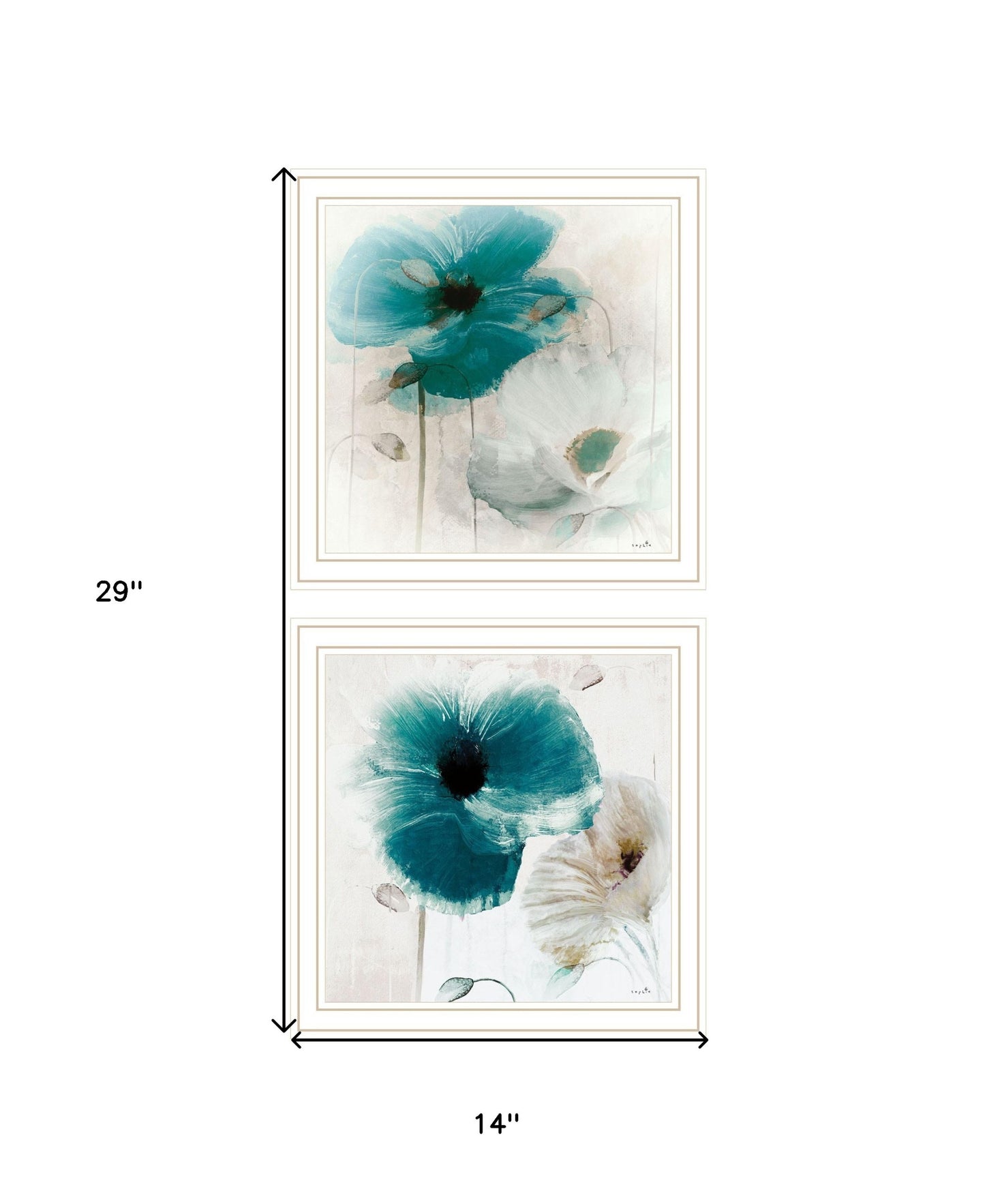 Set Of Two Poppy 2 White Framed Print Wall Art