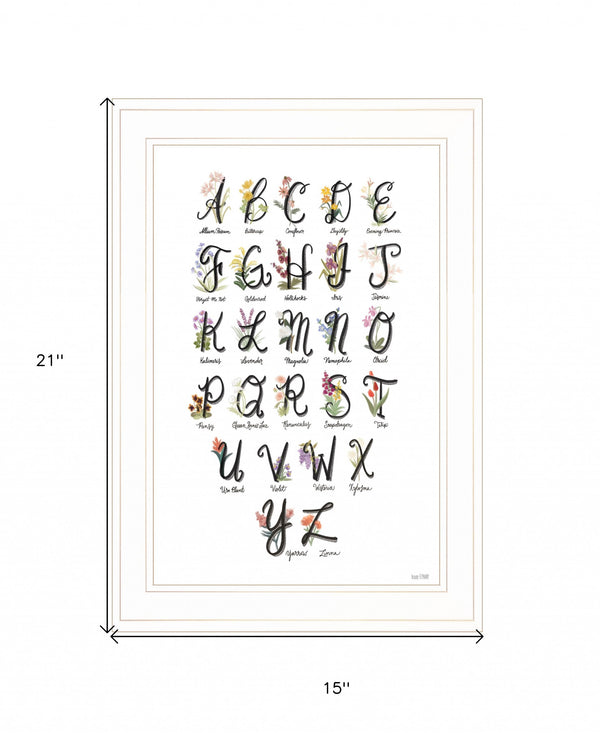 Flower Alphabet 1 White Framed Print Wall Art