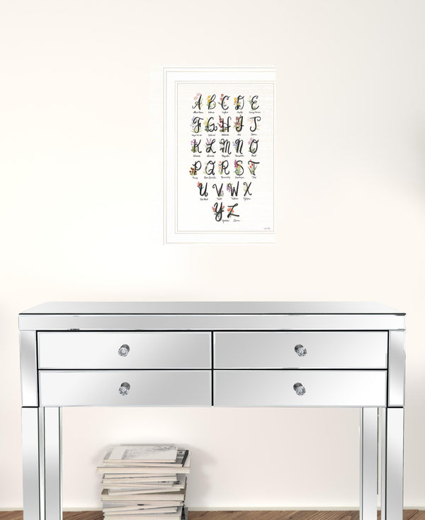 Flower Alphabet 1 White Framed Print Wall Art