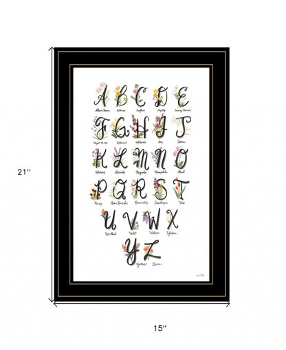 Flower Alphabet 2 Black Framed Print Wall Art