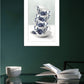 Tea Tower Blue 1 White Framed Print Kitchen Wall Art