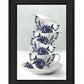 Tea Tower Blue 2 Black Framed Print Wall Art