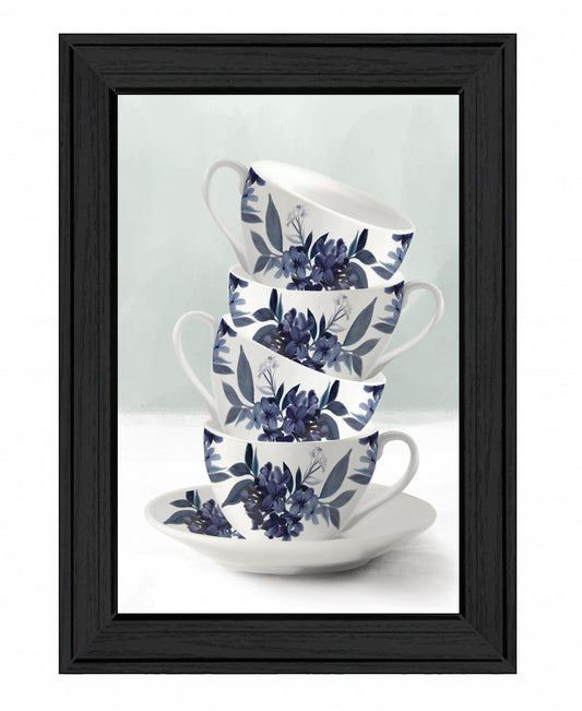 Tea Tower Blue 2 Black Framed Print Kitchen Wall Art