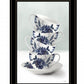 Tea Tower Blue 1 White Framed Print Kitchen Wall Art