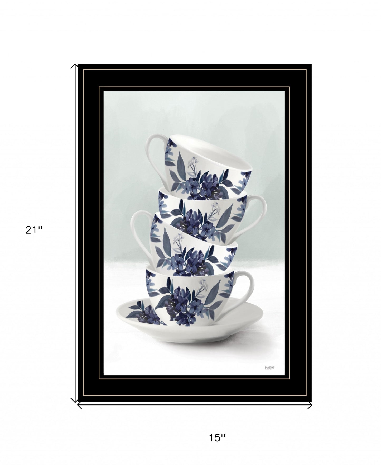 Tea Tower Blue 1 White Framed Print Wall Art