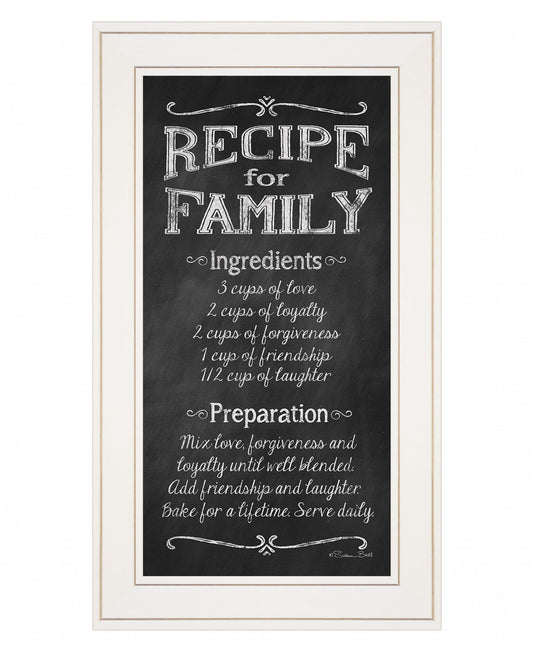 Recipe For Family White Framed Print Wall Art