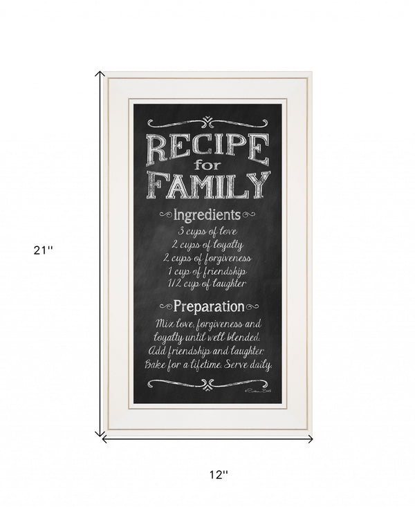 Recipe For Family White Framed Print Wall Art