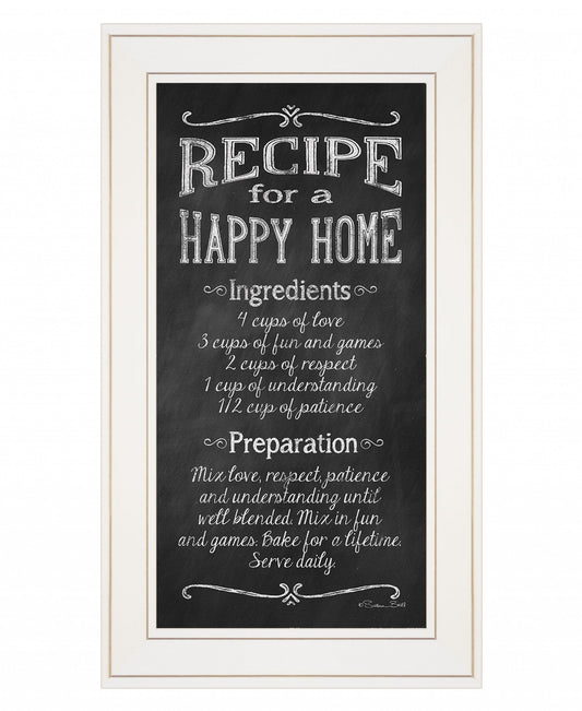 Recipe For A Happy Home 1 White Framed Print Wall Art