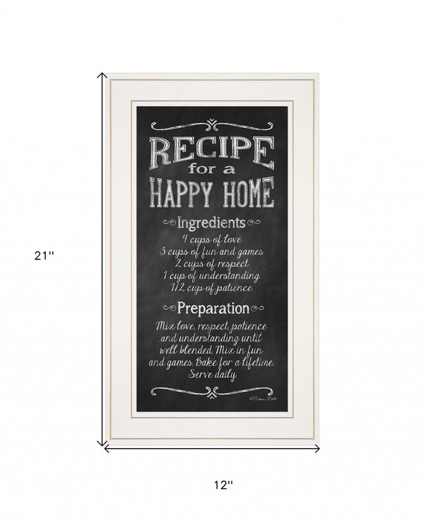 Recipe For A Happy Home 1 White Framed Print Wall Art