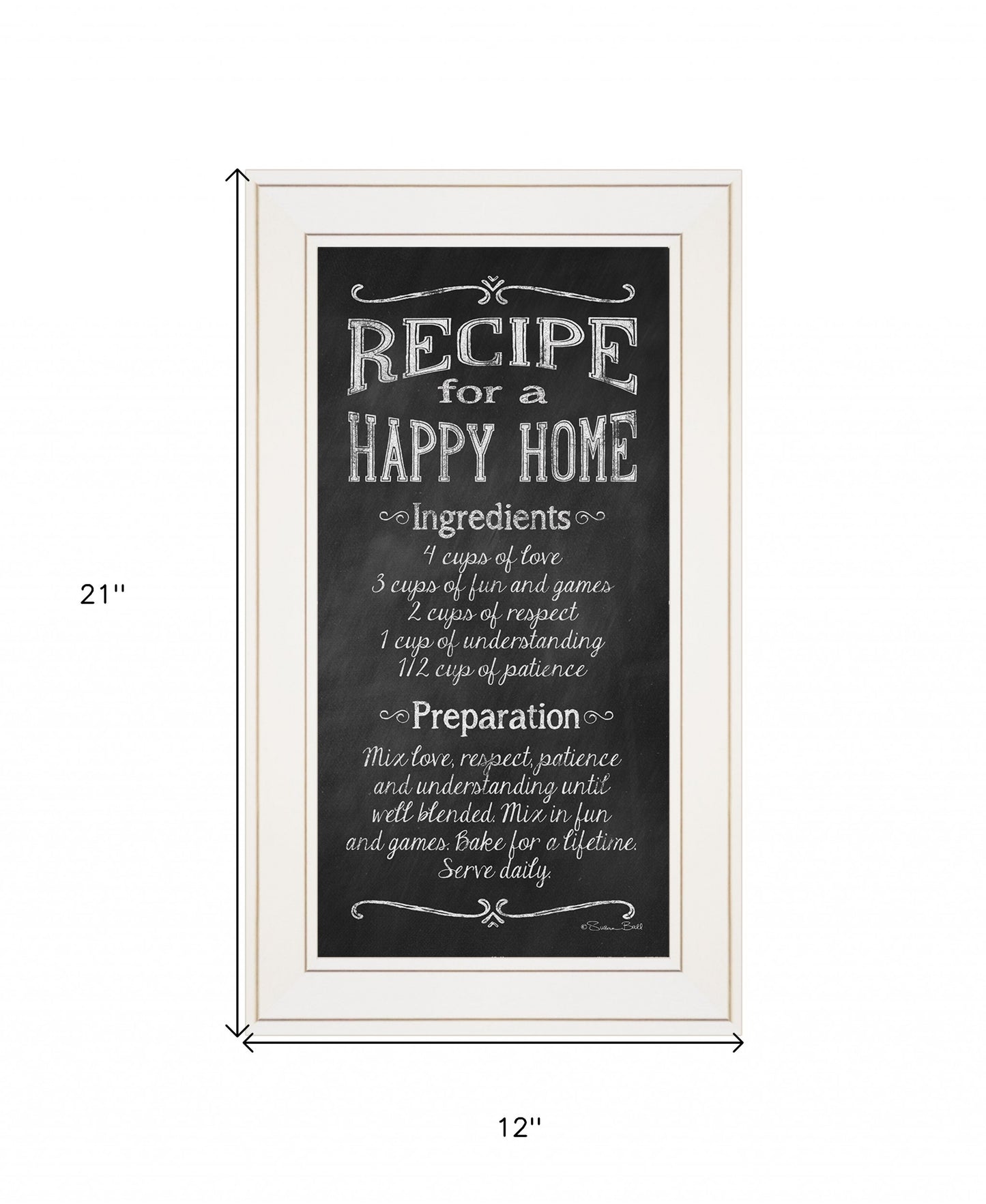 Recipe for a Happy Home 1 White Framed Print Wall Art