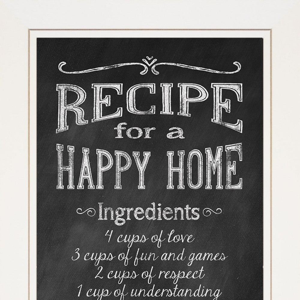 Recipe for a Happy Home 1 White Framed Print Wall Art