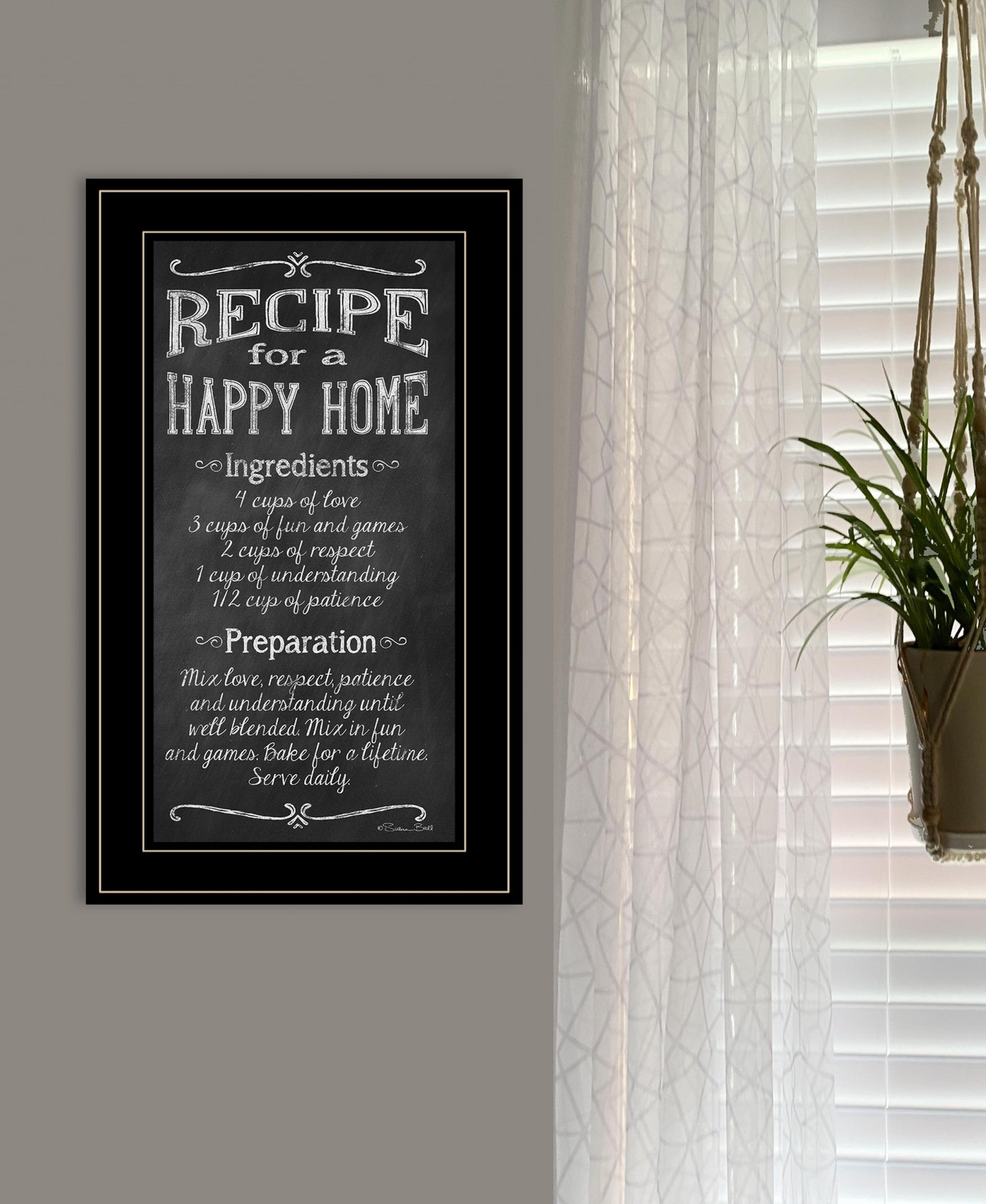 Recipe For A Happy Home 1 White Framed Print Wall Art