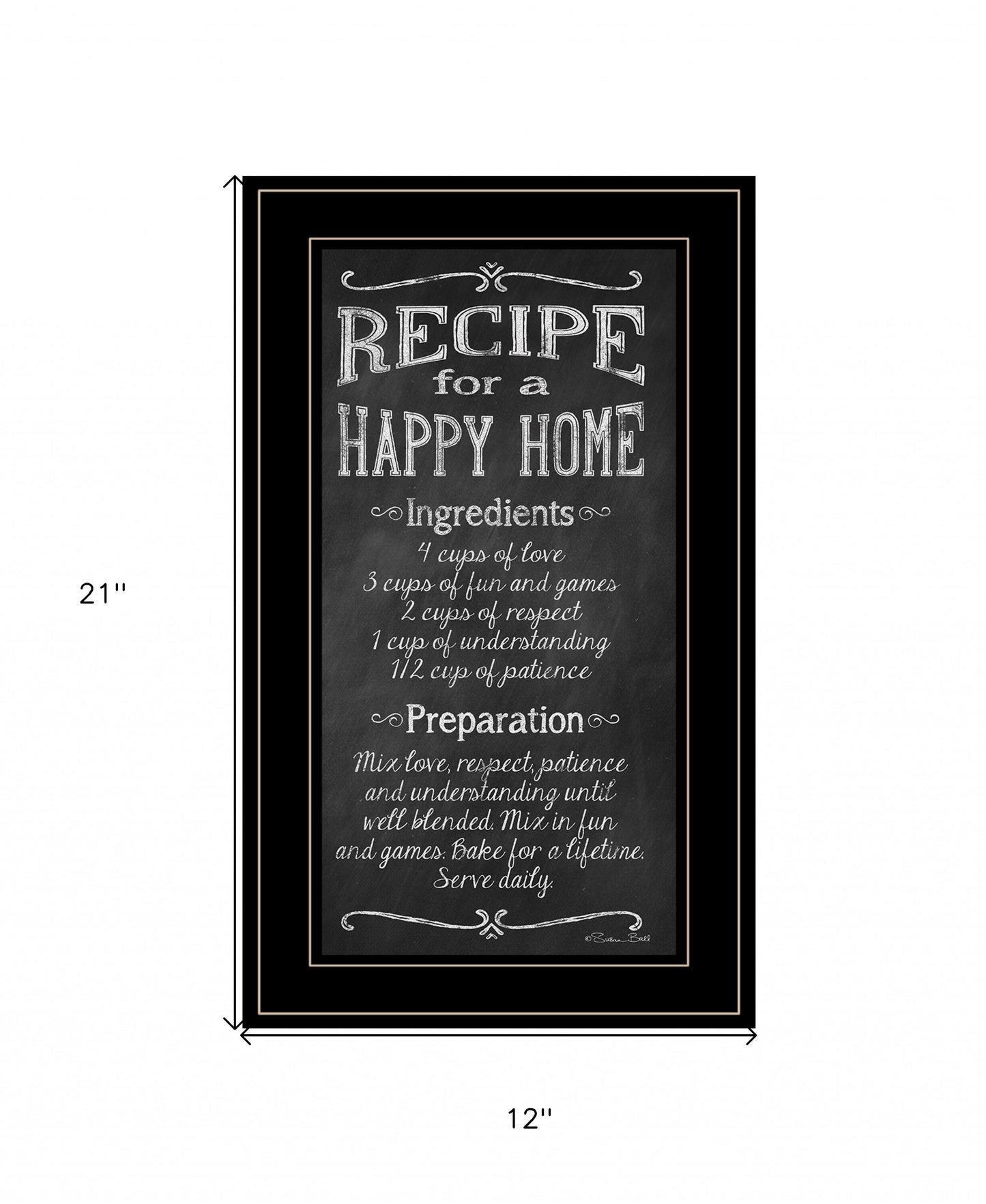 Recipe For A Happy Home 1 White Framed Print Wall Art