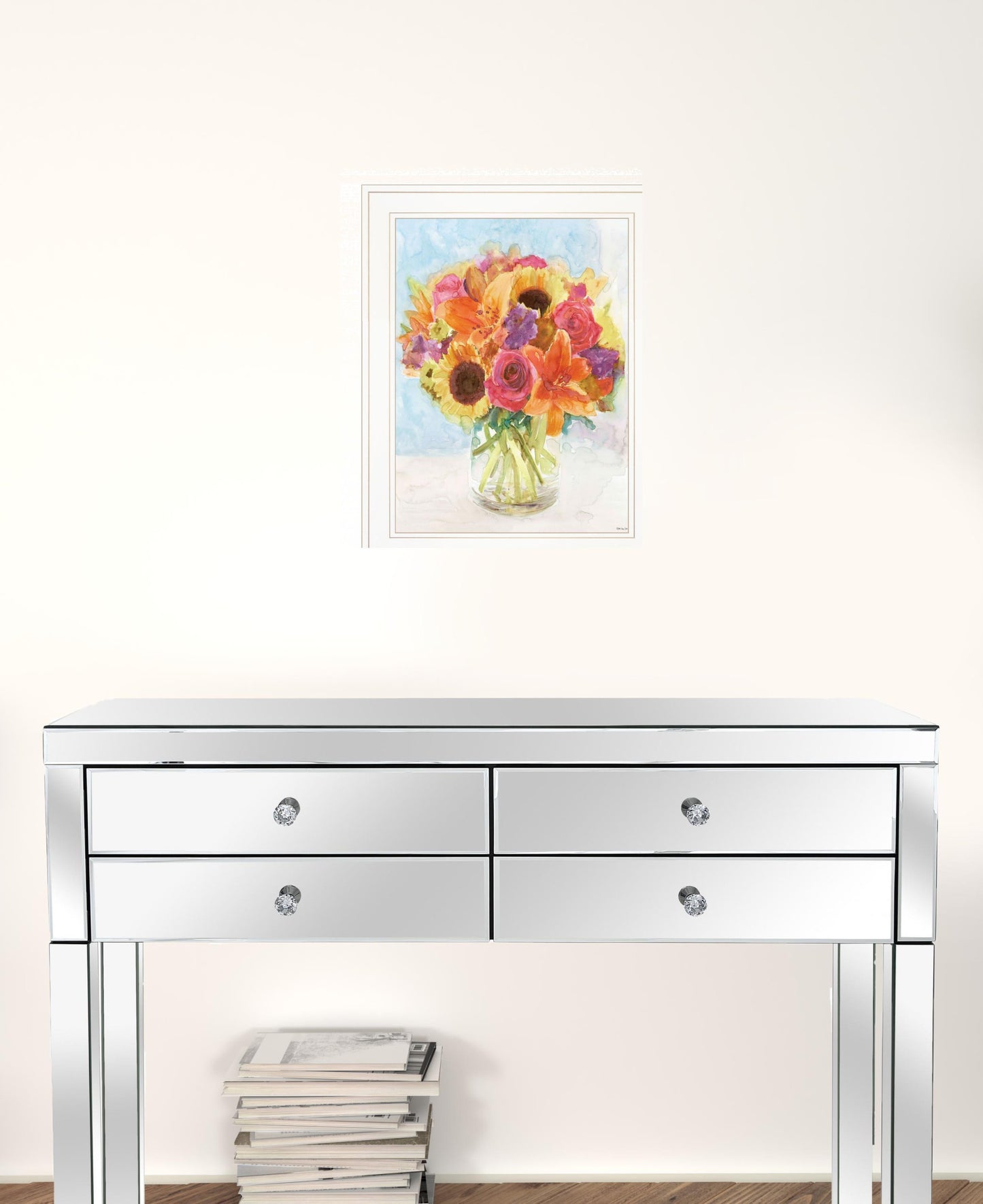 Vases With Flowers 1 White Framed Print Wall Art