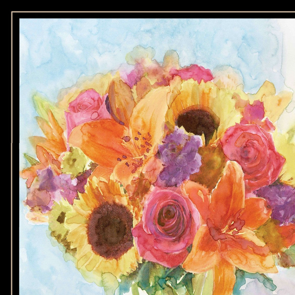 Vases With Flowers 1 Black Framed Print Wall Art