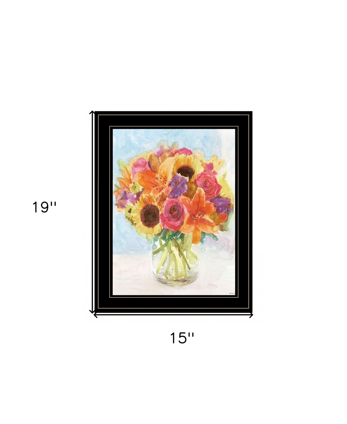 Vases With Flowers 1 Black Framed Print Wall Art