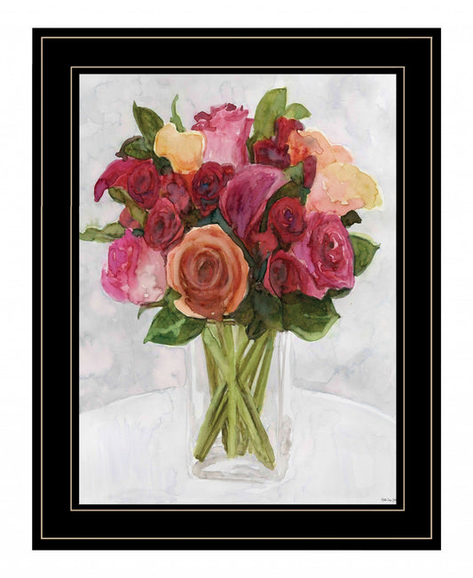 Vases with Flowers II 2 Black Framed Print Wall Art