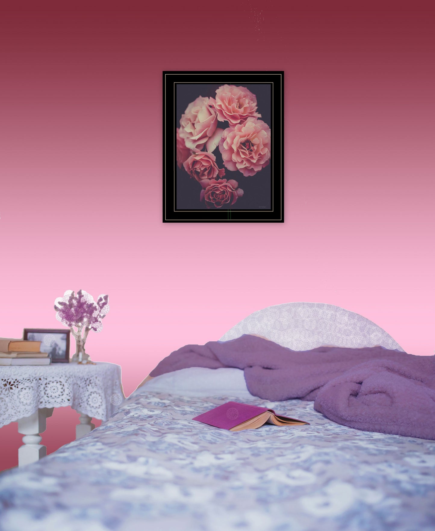 Dreamy Rose 2 Black Framed Print Wall Art