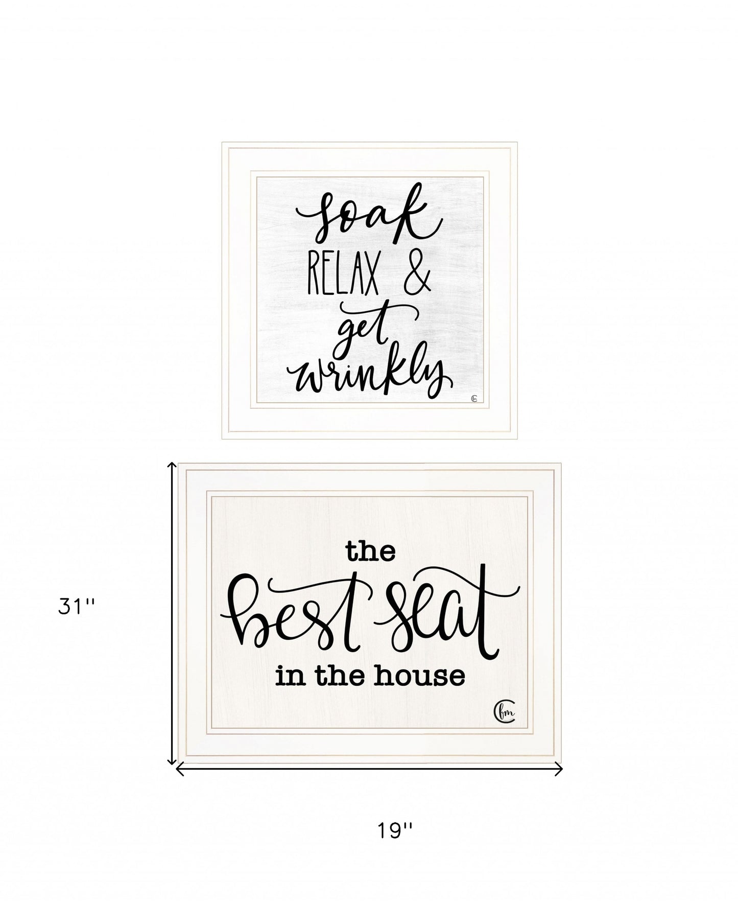 Set Of Two The Best Seat in the House 1 White Framed Print Bathroom Wall Art