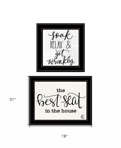 Set Of Two The Best Seat In The House 2 Black Framed Print Wall Art