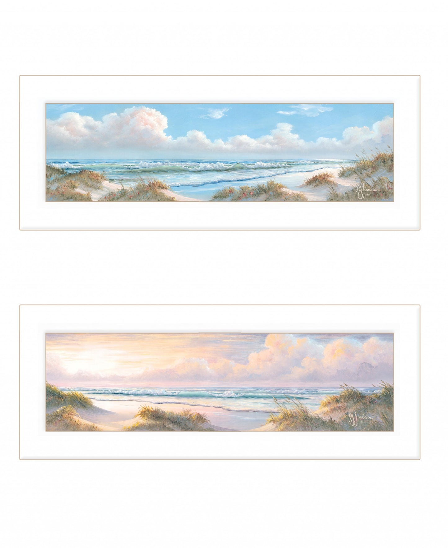 Set Of Two The Seascape 1 White Framed Print Wall Art