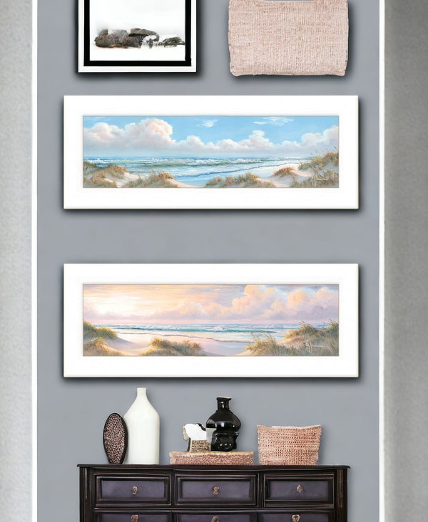 Set Of Two The Seascape 1 White Framed Print Wall Art