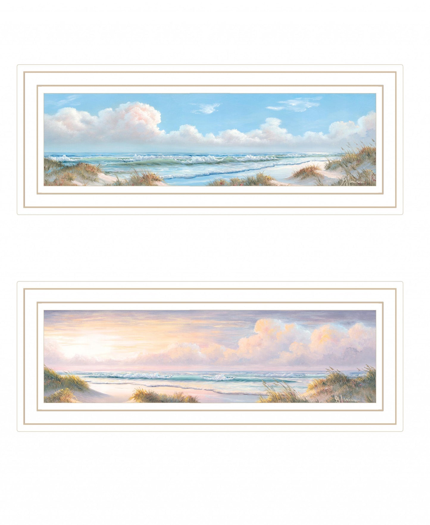 Set Of Two Nautical Boat 1 White Framed Print Wall Art