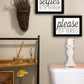 Set Of Two No Selfies When Seated 2 Black Framed Print Bathroom Wall Art