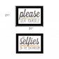 Set Of Two No Selfies When Seated 2 Black Framed Print Bathroom Wall Art