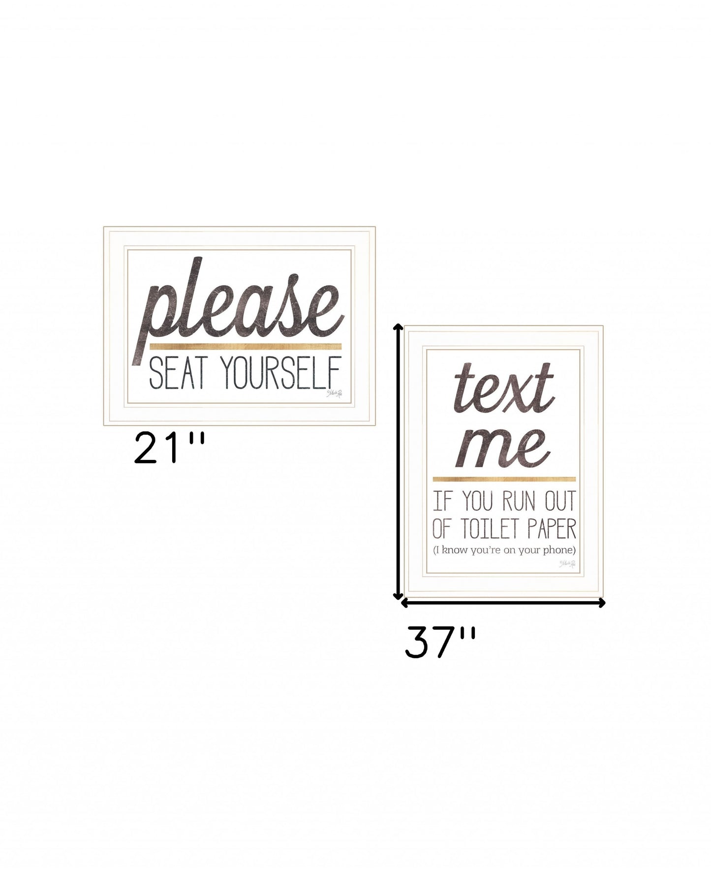 Set Of Two Text Me If You Run Out of Toilet Paper While Seated 1 White Framed Print Wall Art