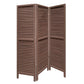 Stylish Three Panel Washed Brown Shutter Divider Screen