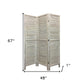 Stylish Three Panel Washed White Shutter Divider Screen