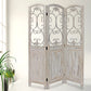 Romantic Whitewashed Scroll Three Panel Room Divider Screen