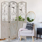 Romantic Whitewashed Scroll Three Panel Room Divider Screen