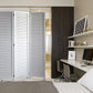 White Louvered Three Panel Room Divider Screen