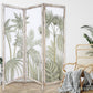 Earthy Opaque Palms Three Panel Room Divider Screen